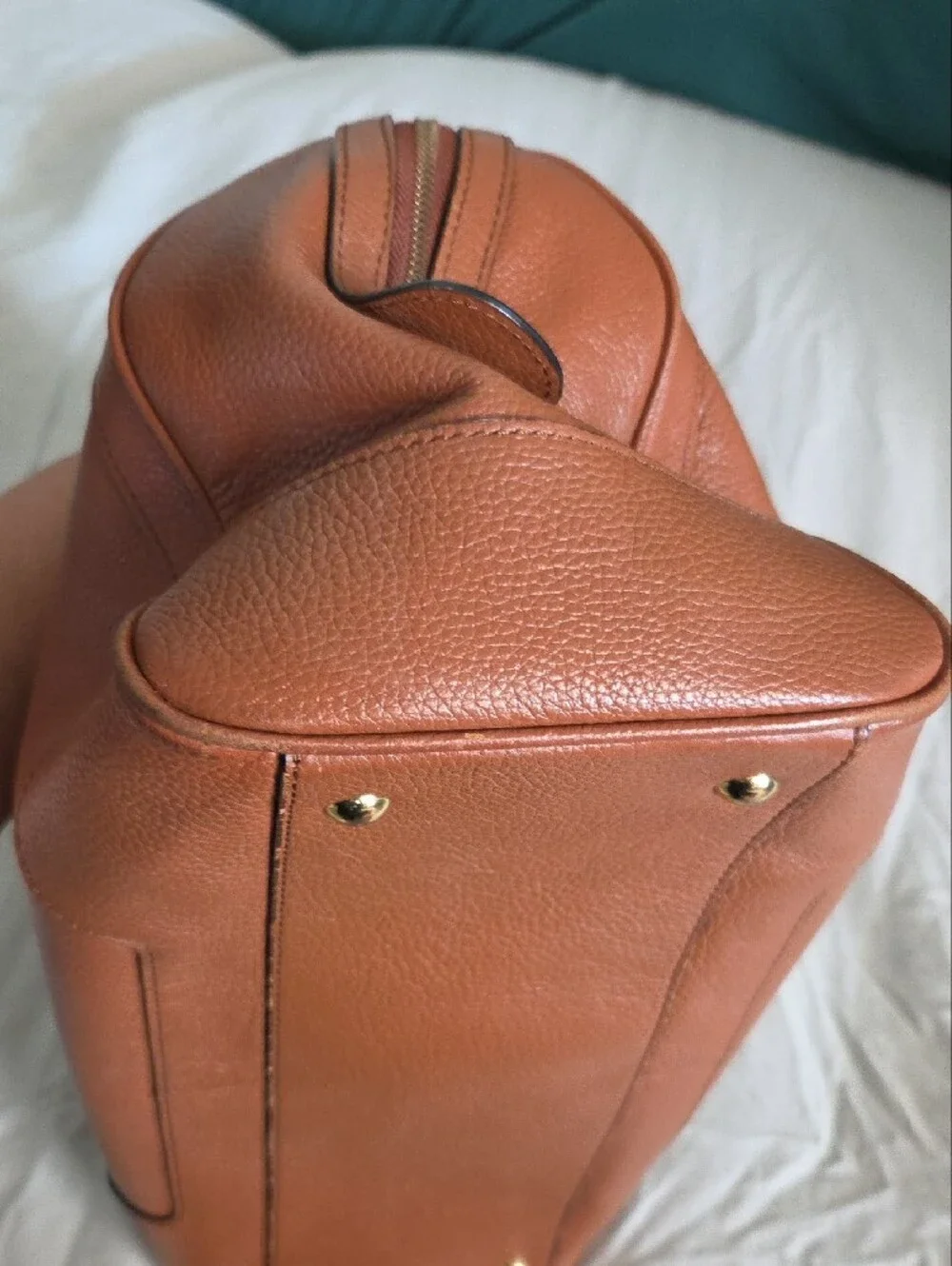 Banana Republic Tan Pebbled Leather Satchel with Tassel